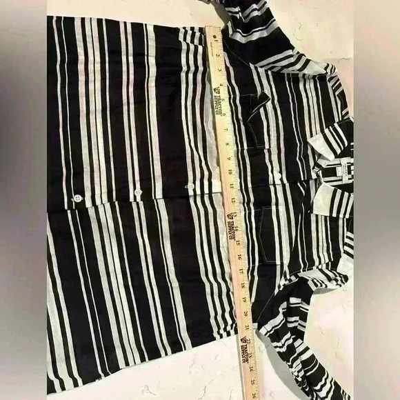 Nautica Women Black And White Long Sleeve Button-Down Shirt Large - Picture 6 of 8